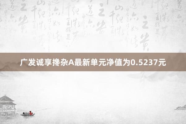 广发诚享搀杂A最新单元净值为0.5237元