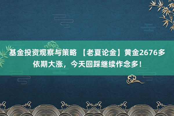 基金投资观察与策略 【老夏论金】黄金2676多依期大涨，今天回踩继续作念多！