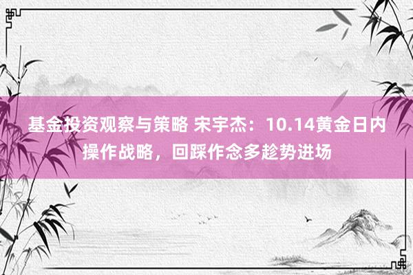 基金投资观察与策略 宋宇杰：10.14黄金日内操作战略，回踩作念多趁势进场