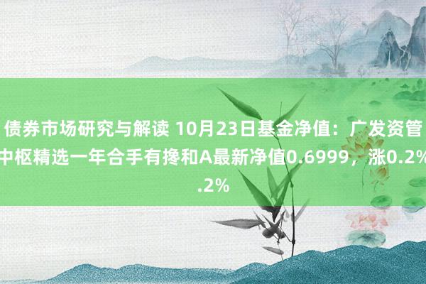 债券市场研究与解读 10月23日基金净值：广发资管中枢精选一年合手有搀和A最新净值0.6999，涨0.2%