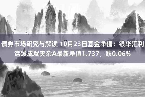 债券市场研究与解读 10月23日基金净值：银华汇利活泼成就夹杂A最新净值1.737，跌0.06%