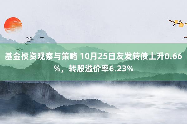 基金投资观察与策略 10月25日友发转债上升0.66%，转股溢价率6.23%