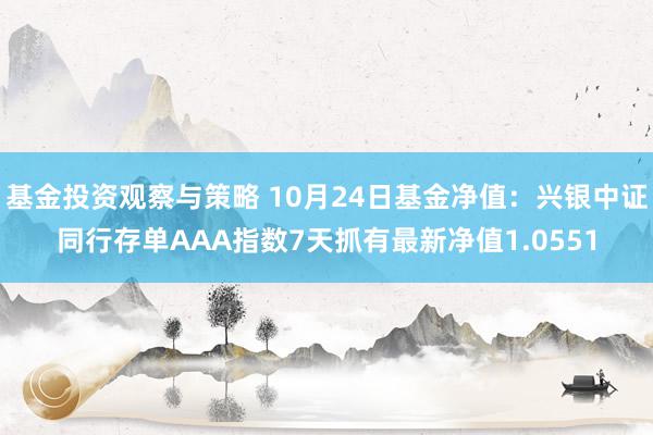 基金投资观察与策略 10月24日基金净值：兴银中证同行存单AAA指数7天抓有最新净值1.0551