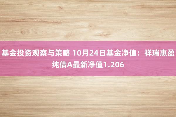 基金投资观察与策略 10月24日基金净值：祥瑞惠盈纯债A最新净值1.206