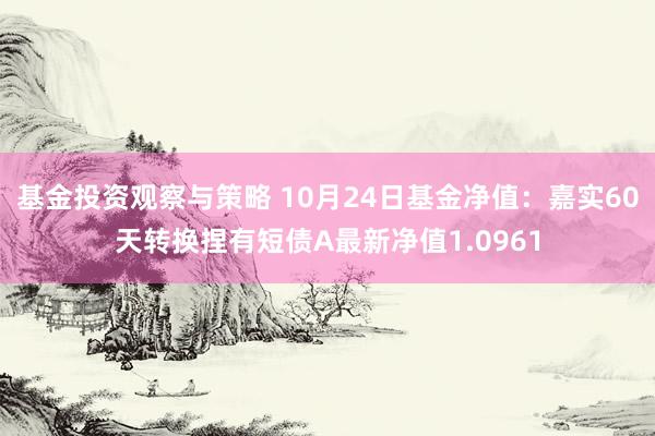 基金投资观察与策略 10月24日基金净值：嘉实60天转换捏有短债A最新净值1.0961