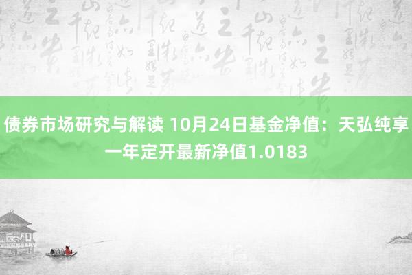 债券市场研究与解读 10月24日基金净值：天弘纯享一年定开最新净值1.0183