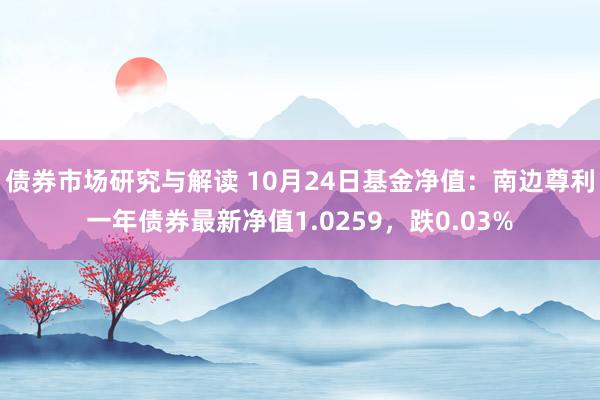 债券市场研究与解读 10月24日基金净值：南边尊利一年债券最新净值1.0259，跌0.03%