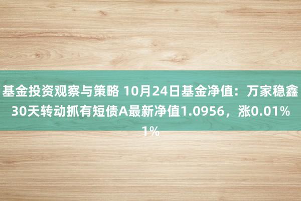 基金投资观察与策略 10月24日基金净值：万家稳鑫30天转动抓有短债A最新净值1.0956，涨0.01%