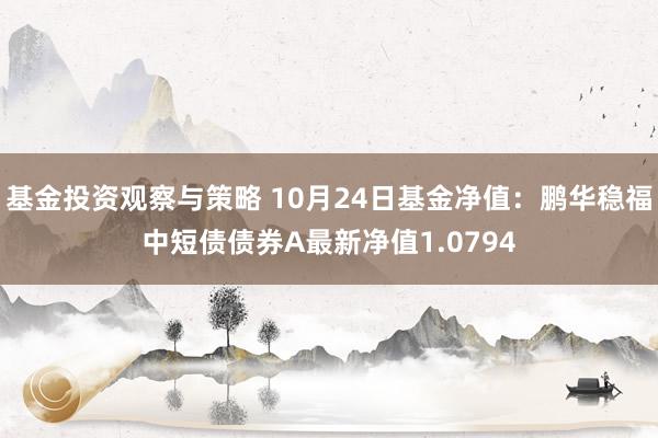 基金投资观察与策略 10月24日基金净值：鹏华稳福中短债债券A最新净值1.0794