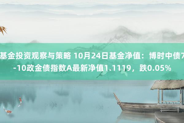 基金投资观察与策略 10月24日基金净值：博时中债7-10政金债指数A最新净值1.1119，跌0.05%