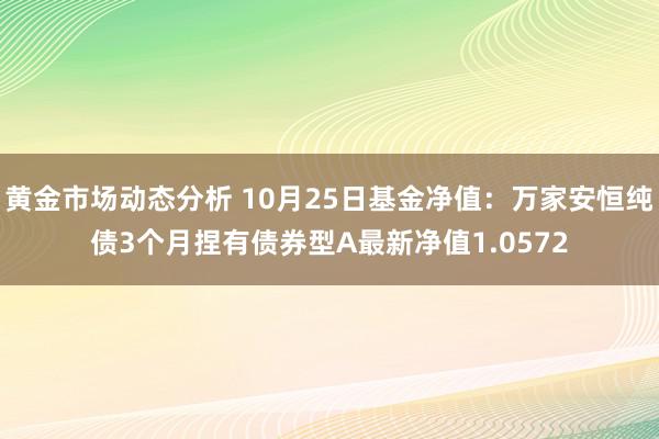 黄金市场动态分析 10月25日基金净值：万家安恒纯债3个月捏有债券型A最新净值1.0572