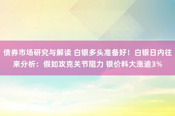 债券市场研究与解读 白银多头准备好！白银日内往来分析：假如攻克关节阻力 银价料大涨逾3%