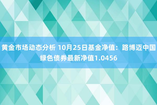 黄金市场动态分析 10月25日基金净值：路博迈中国绿色债券最新净值1.0456