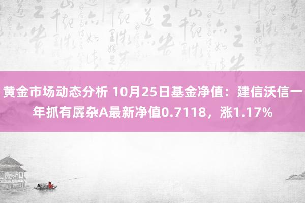 黄金市场动态分析 10月25日基金净值：建信沃信一年抓有羼杂A最新净值0.7118，涨1.17%