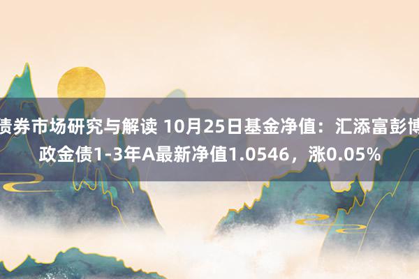 债券市场研究与解读 10月25日基金净值：汇添富彭博政金债1-3年A最新净值1.0546，涨0.05%