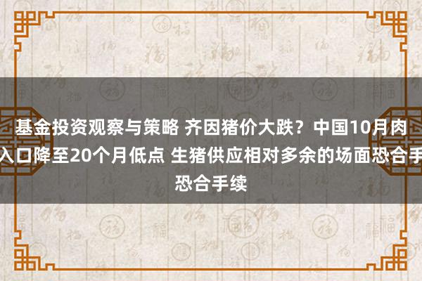 基金投资观察与策略 齐因猪价大跌？中国10月肉类入口降至20个月低点 生猪供应相对多余的场面恐合手续