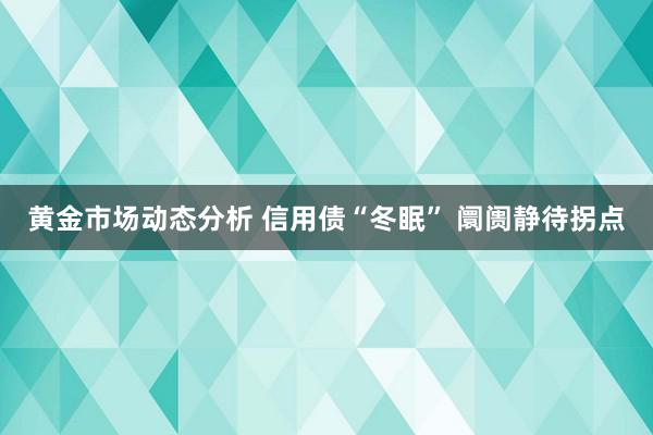 黄金市场动态分析 信用债“冬眠” 阛阓静待拐点