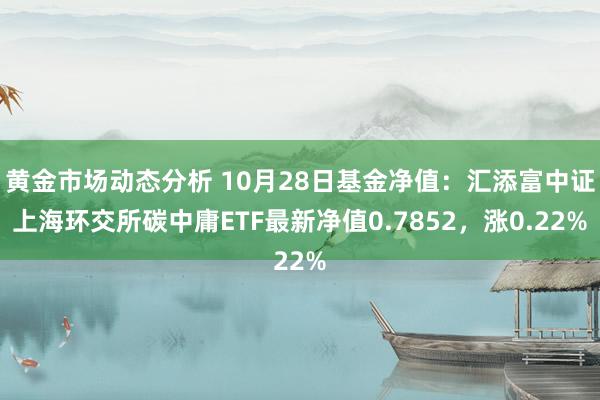 黄金市场动态分析 10月28日基金净值：汇添富中证上海环交所碳中庸ETF最新净值0.7852，涨0.22%