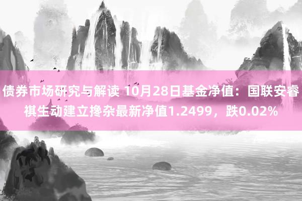 债券市场研究与解读 10月28日基金净值：国联安睿祺生动建立搀杂最新净值1.2499，跌0.02%