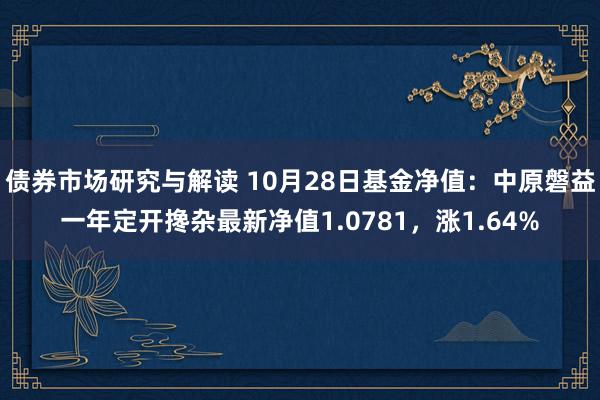 债券市场研究与解读 10月28日基金净值：中原磐益一年定开搀杂最新净值1.0781，涨1.64%