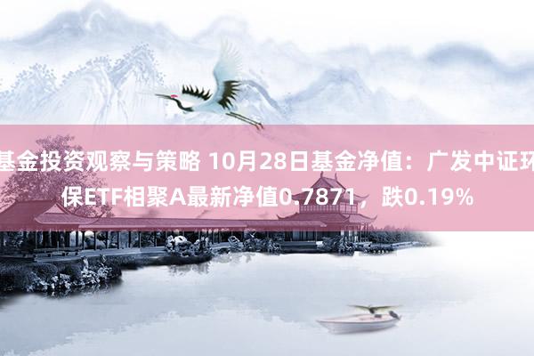 基金投资观察与策略 10月28日基金净值：广发中证环保ETF相聚A最新净值0.7871，跌0.19%