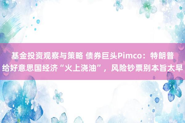 基金投资观察与策略 债券巨头Pimco：特朗普给好意思国经济“火上浇油”，风险钞票别本旨太早