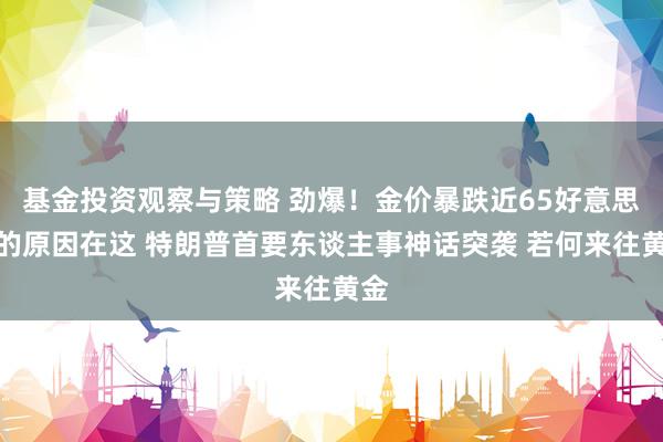 基金投资观察与策略 劲爆！金价暴跌近65好意思元的原因在这 特朗普首要东谈主事神话突袭 若何来往黄金