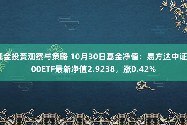 基金投资观察与策略 10月30日基金净值：易方达中证500ETF最新净值2.9238，涨0.42%