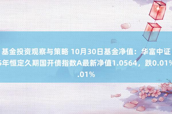 基金投资观察与策略 10月30日基金净值：华富中证5年恒定久期国开债指数A最新净值1.0564，跌0.01%