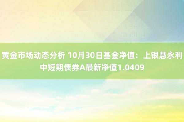 黄金市场动态分析 10月30日基金净值：上银慧永利中短期债券A最新净值1.0409