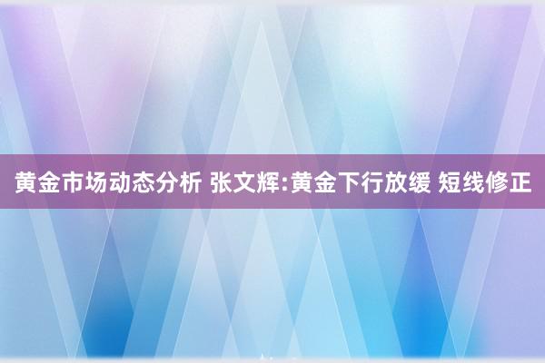 黄金市场动态分析 张文辉:黄金下行放缓 短线修正