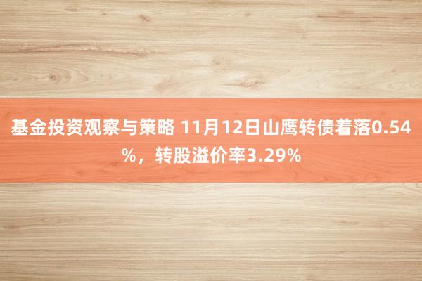 基金投资观察与策略 11月12日山鹰转债着落0.54%，转股溢价率3.29%