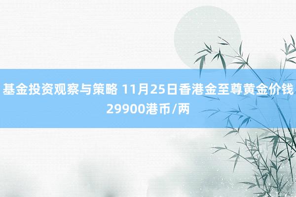 基金投资观察与策略 11月25日香港金至尊黄金价钱29900港币/两