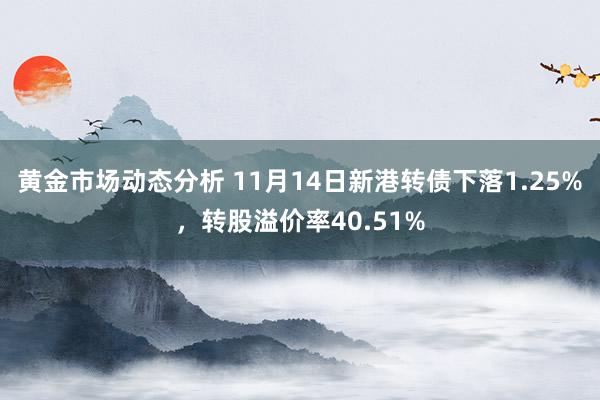 黄金市场动态分析 11月14日新港转债下落1.25%，转股溢价率40.51%