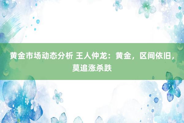 黄金市场动态分析 王人仲龙：黄金，区间依旧，莫追涨杀跌