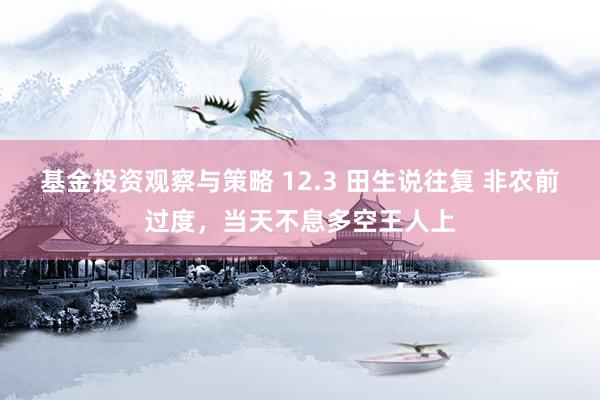 基金投资观察与策略 12.3 田生说往复 非农前过度，当天不息多空王人上