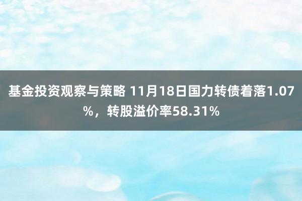 基金投资观察与策略 11月18日国力转债着落1.07%，转股溢价率58.31%