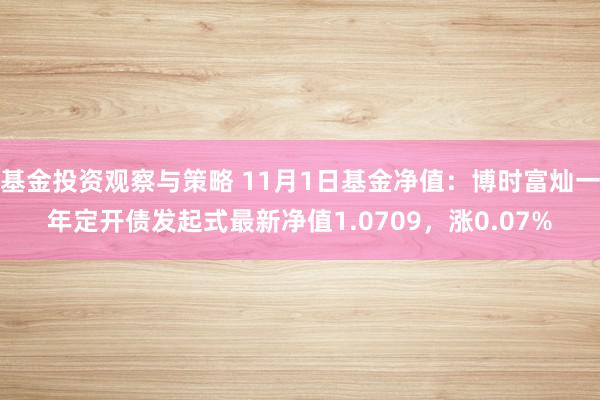 基金投资观察与策略 11月1日基金净值：博时富灿一年定开债发起式最新净值1.0709，涨0.07%