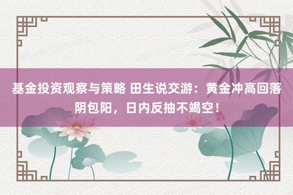 基金投资观察与策略 田生说交游：黄金冲高回落阴包阳，日内反抽不竭空！