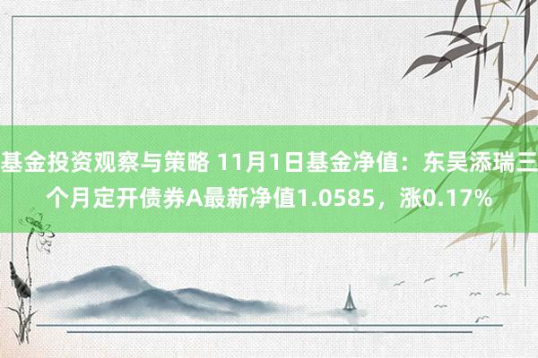 基金投资观察与策略 11月1日基金净值：东吴添瑞三个月定开债券A最新净值1.0585，涨0.17%