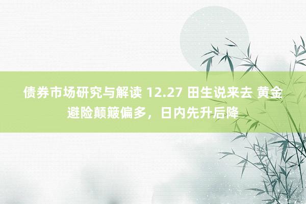 债券市场研究与解读 12.27 田生说来去 黄金避险颠簸偏多，日内先升后降