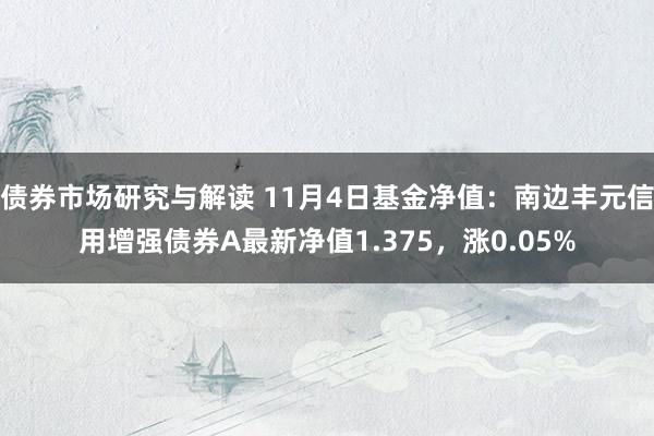 债券市场研究与解读 11月4日基金净值：南边丰元信用增强债券A最新净值1.375，涨0.05%