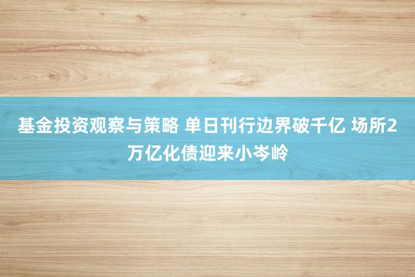 基金投资观察与策略 单日刊行边界破千亿 场所2万亿化债迎来小岑岭