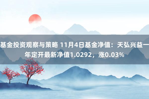 基金投资观察与策略 11月4日基金净值：天弘兴益一年定开最新净值1.0292，涨0.03%