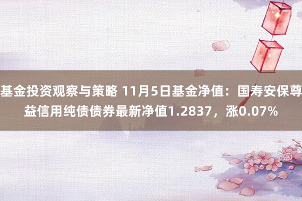 基金投资观察与策略 11月5日基金净值：国寿安保尊益信用纯债债券最新净值1.2837，涨0.07%