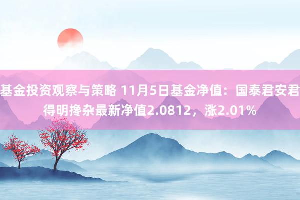 基金投资观察与策略 11月5日基金净值：国泰君安君得明搀杂最新净值2.0812，涨2.01%