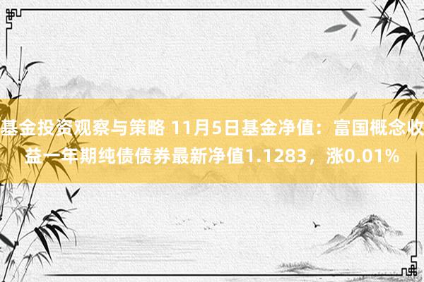 基金投资观察与策略 11月5日基金净值：富国概念收益一年期纯债债券最新净值1.1283，涨0.01%