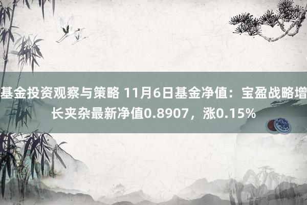 基金投资观察与策略 11月6日基金净值：宝盈战略增长夹杂最新净值0.8907，涨0.15%