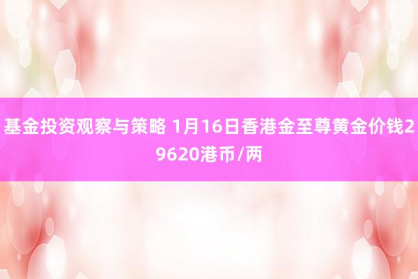 基金投资观察与策略 1月16日香港金至尊黄金价钱29620港币/两