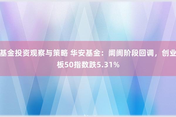 基金投资观察与策略 华安基金：阛阓阶段回调，创业板50指数跌5.31%